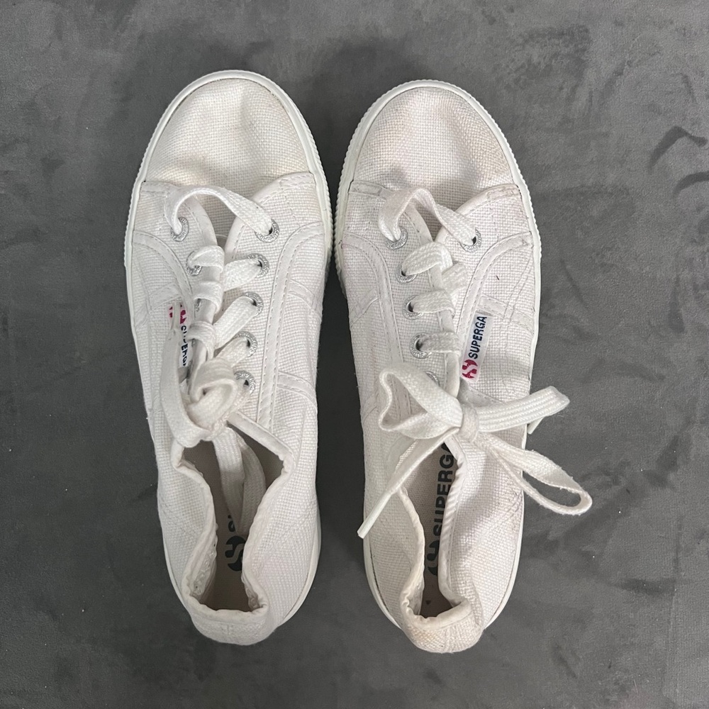 Superga White Canvas Sneakers Classic Casual Style